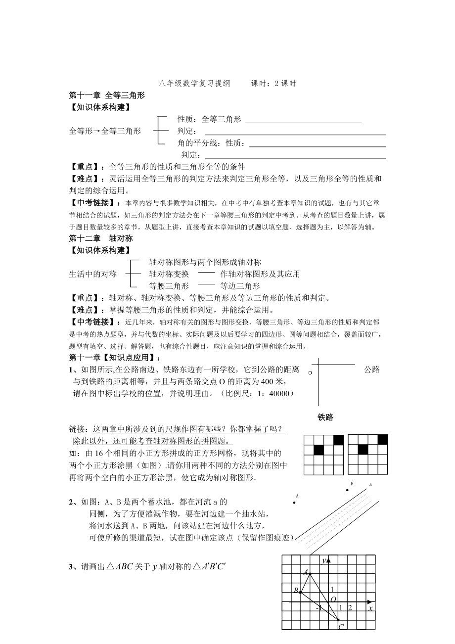 精校版八年級(jí)上學(xué)期仙游縣南方中學(xué)八年級(jí)數(shù)學(xué)復(fù)習(xí)提綱全等三角形_第1頁(yè)