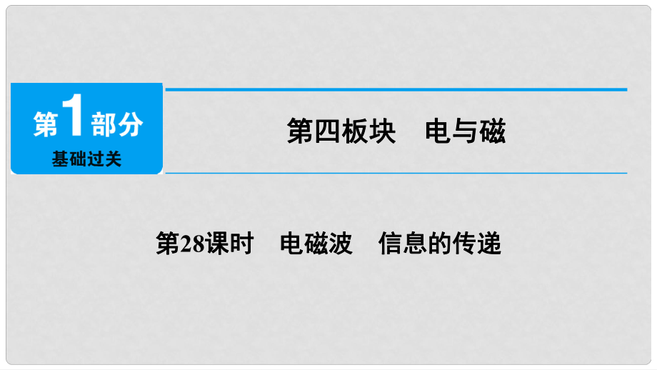 中考物理總復(fù)習(xí) 第四板塊 電與磁 第28課時 電磁波 信息的傳遞課件_第1頁