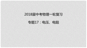 中考物理一輪復(fù)習(xí) 專題突破17 電壓、電阻課件 新人教版