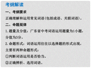 中考語文總復習 中考解讀 基礎與運用 第三章 詞語運用課件