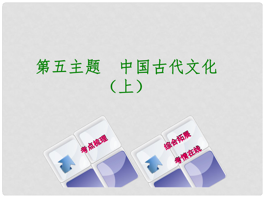 中考歷史復(fù)習 教材梳理 第一部分 中國古代史 第五主題 中國古代文化（上）課件_第1頁