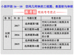 學(xué)高考數(shù)學(xué)二輪復(fù)習(xí) 練酷專題 小題押題16—10 空間幾何體的三視圖、表面積與體積課件 理