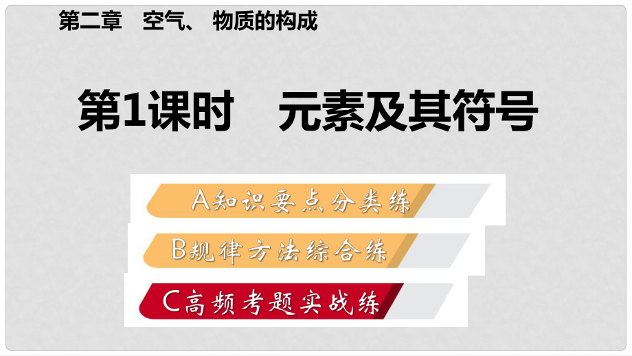 九年級化學(xué)上冊 第二章 空氣、物質(zhì)的構(gòu)成 2.4 辨別物質(zhì)的元素組成 第1課時 組成物質(zhì)的元素練習(xí)課件 （新版）粵教版_第1頁