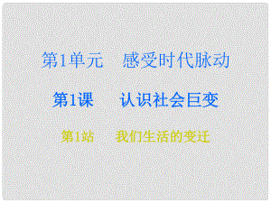 九年級道德與法治上冊 第1單元 感受時代脈動 第1課 認(rèn)識社會巨變 第1站 我們生活的變遷課件 北師大版