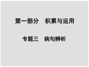 湖南省中考語(yǔ)文總復(fù)習(xí) 第一部分 積累與運(yùn)用 專(zhuān)題三 病句辨析課件