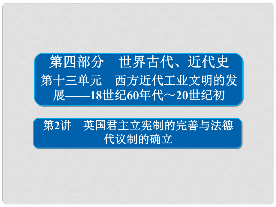 高考?xì)v史一輪復(fù)習(xí) 132 英國君主立憲制的完善與法德代議制的確立課件_第1頁