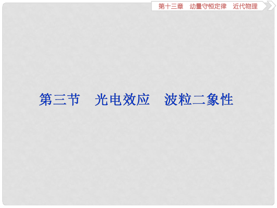 高考物理一轮复习 第13章 动量守恒定律近代物理 4 第三节 光电效应 波粒二象性课件 新人教版_第1页