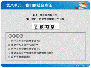 八年級(jí)政治下冊 第八單元 我們的社會(huì)責(zé)任 8.1 社會(huì)合作與公平（第1課時(shí) 社會(huì)生活需要公平合作）課件 粵教版
