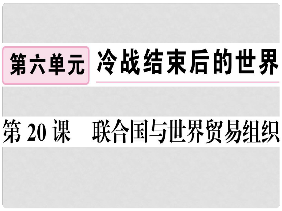 九年级历史下册 第六单元 冷战结束后的世界 第20课 联合国与世界贸易组织习题课件 新人教版_第1页