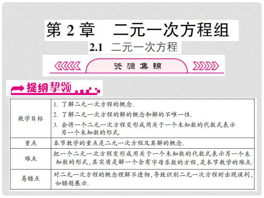 浙江省嘉兴市秀洲区七年级数学下册 第2章 二元一次方程组 2.1 二元一次方程课件 （新版）浙教版_第1页