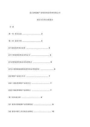 設(shè)立新能源產(chǎn)業(yè)投資基金管理有限公司項(xiàng)目可行性分析報(bào)告[共24頁]