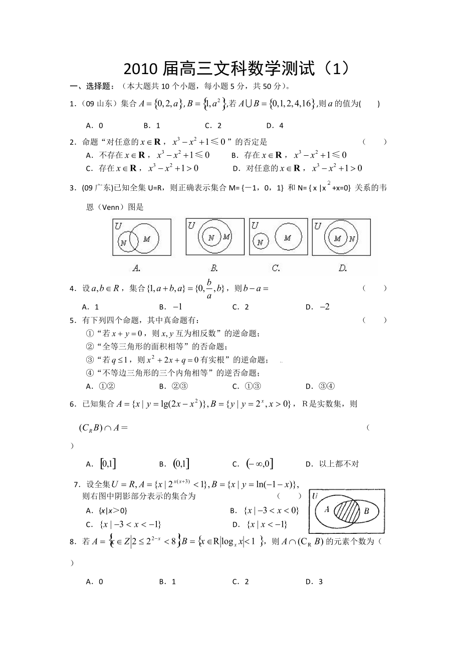 高三数学测试1_第1页