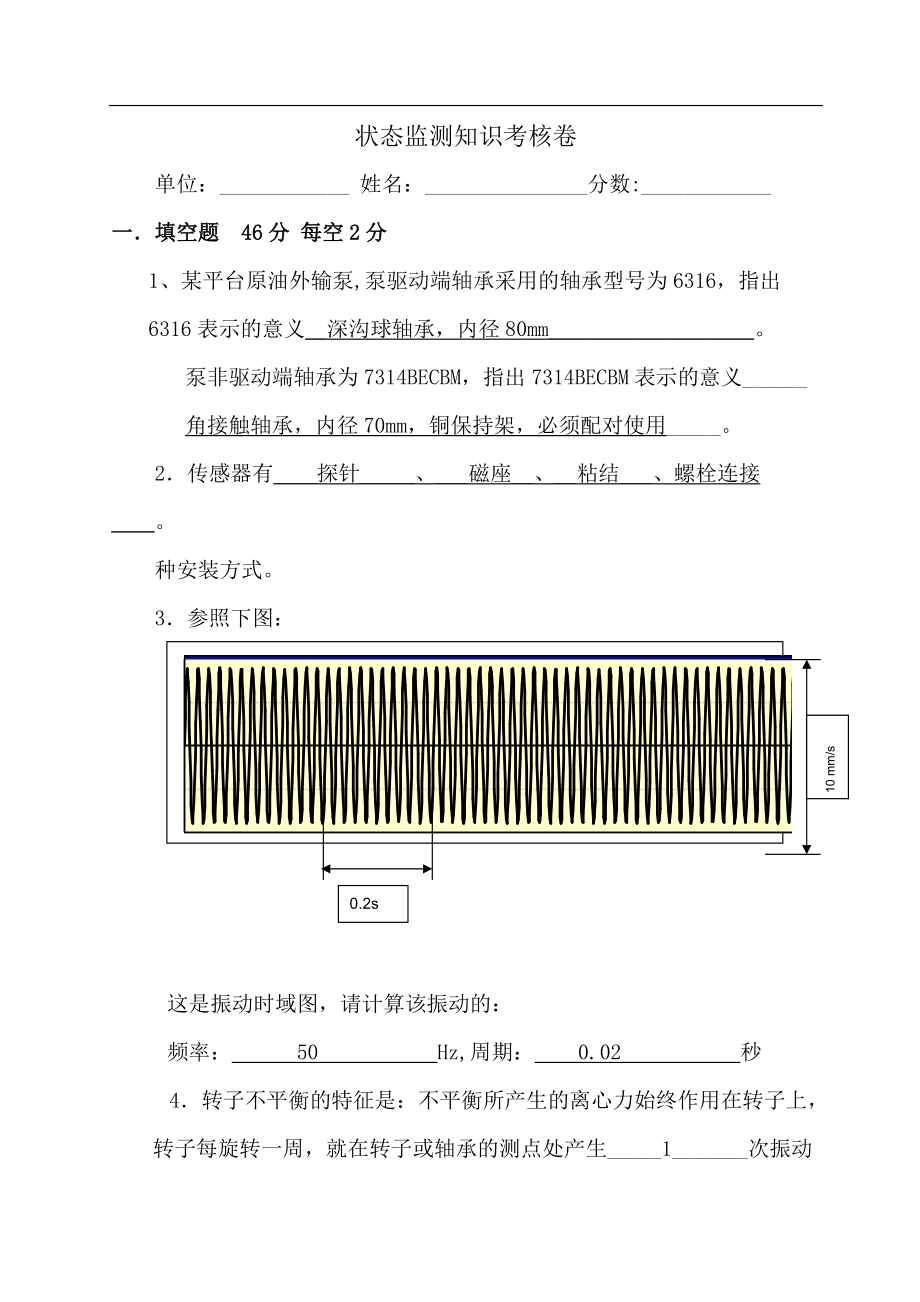 状态监测知识考核卷_第1页