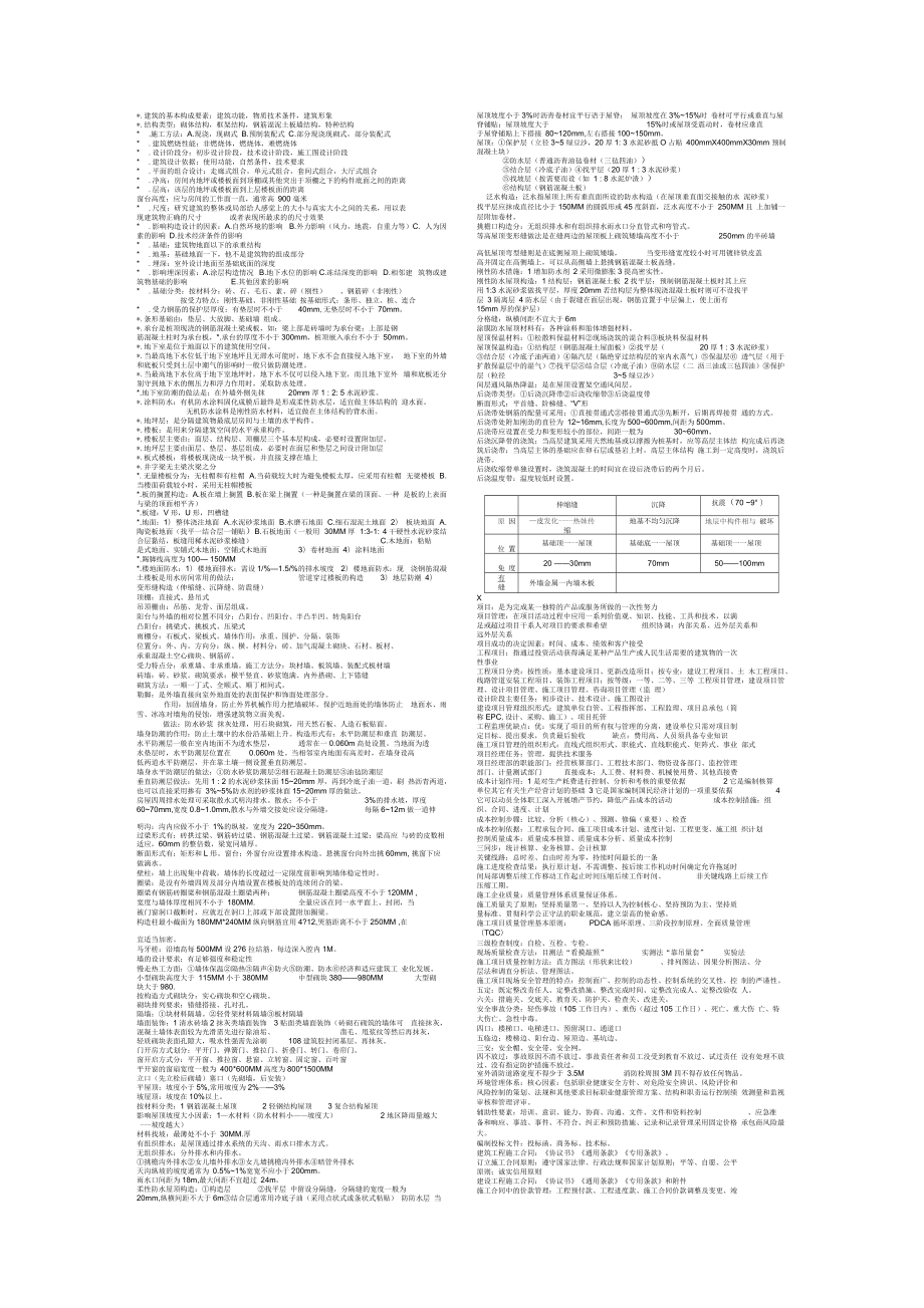 房屋建筑学,施工技术工程项目管理知识点总结_第1页