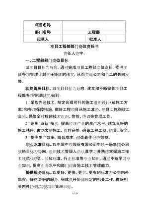 項目工程部崗位責(zé)任書[共25頁]