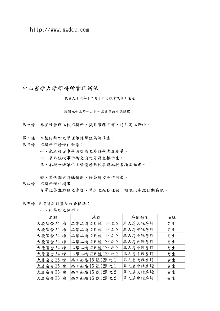 中山医学大学招待所管理办法~[doc]_第1页