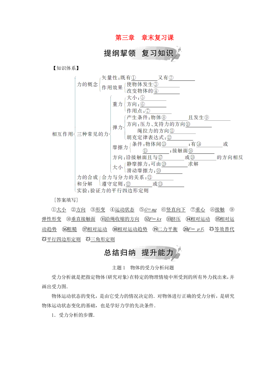 高中物理 第三章 相互作用章末復(fù)習(xí)課學(xué)案 新人教版必修1_第1頁(yè)