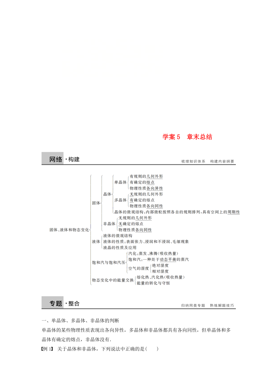 高中物理 第九章 固體、液體和物態(tài)變化 課時(shí)5 章末總結(jié)學(xué)案 新人教版選修33_第1頁(yè)