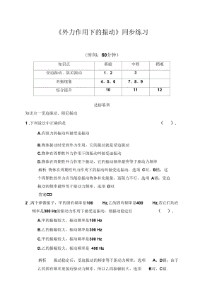 《外力作用下的振動》同步練習3(三)