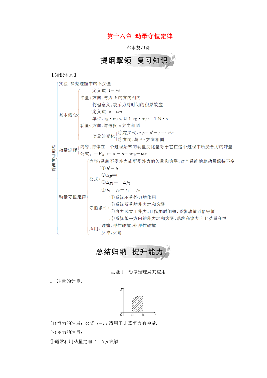 高中物理 第十六章 動量守恒定律章末復習課學案 新人教版選修35_第1頁