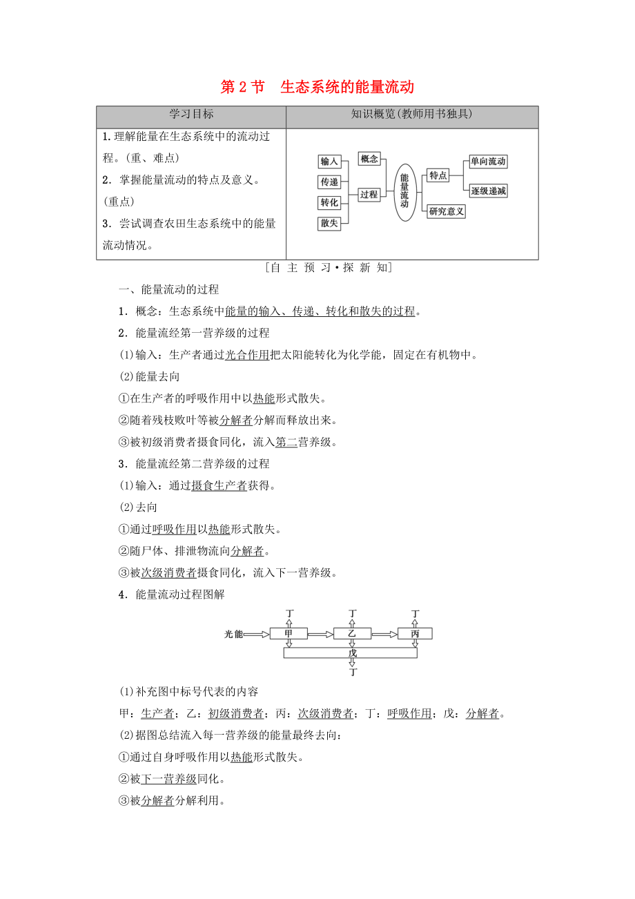 高中生物 第五章 生態(tài)系統(tǒng)及其穩(wěn)定性 第2節(jié) 生態(tài)系統(tǒng)的能量流動(dòng)學(xué)案 新人教版必修3_第1頁