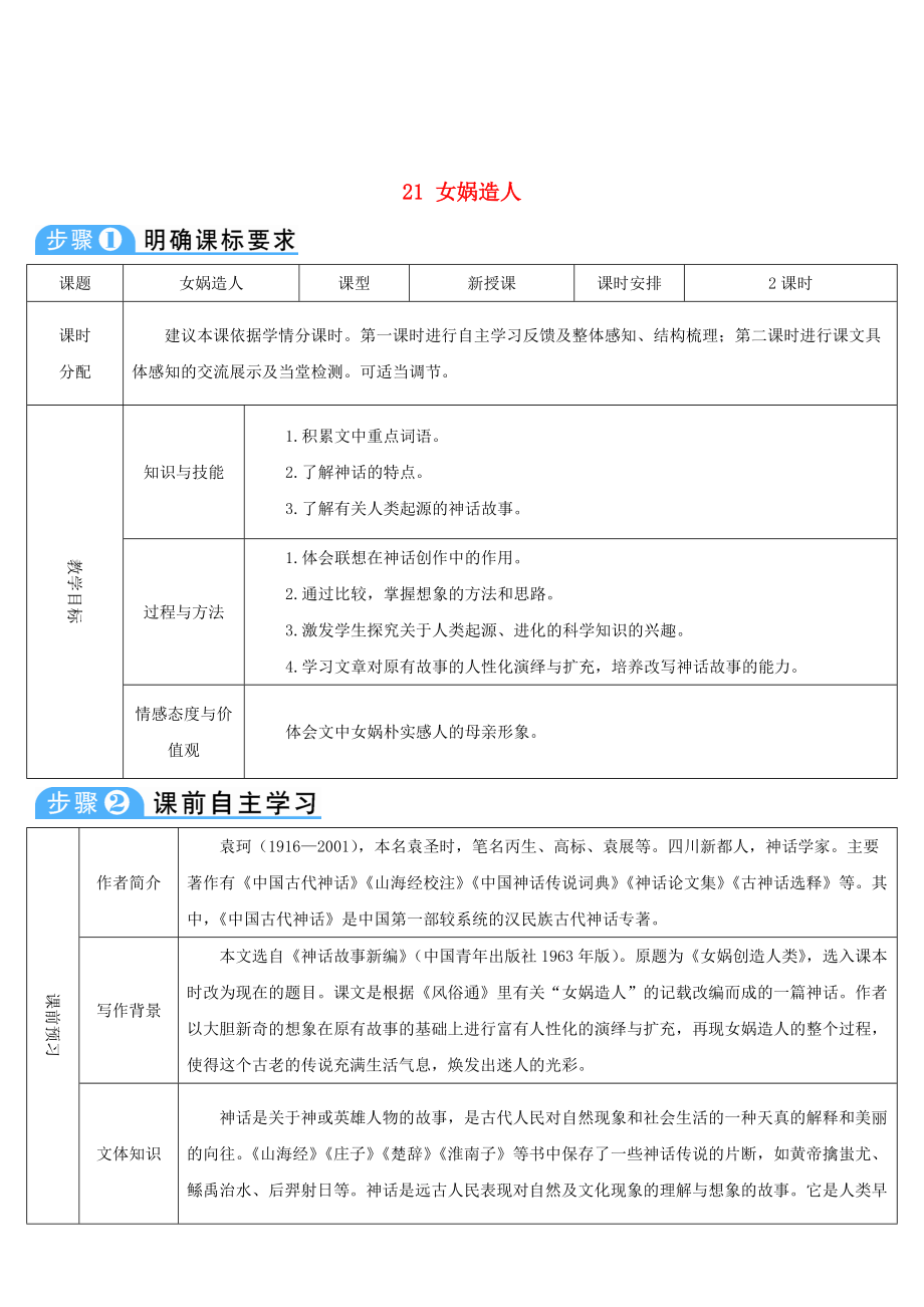 七年級語文上冊 第六單元 21 女媧造人導(dǎo)學(xué)案 新人教版_第1頁