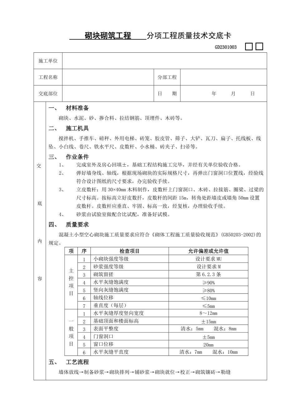 砌块砌筑工程技术交底_第1页