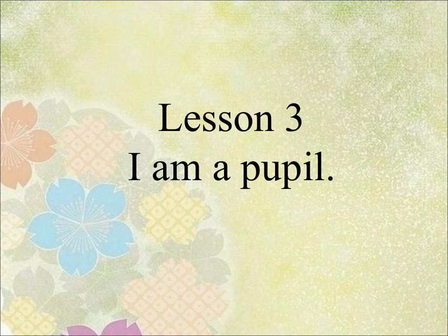 三年級上冊英語課件Lesson 3 I am a pupil 課件 3｜接力版 (共15張PPT)教學(xué)文檔_第1頁