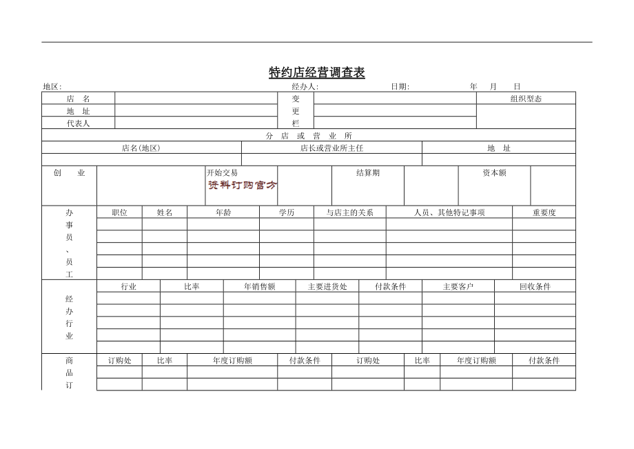 特约店经营调查表_第1页