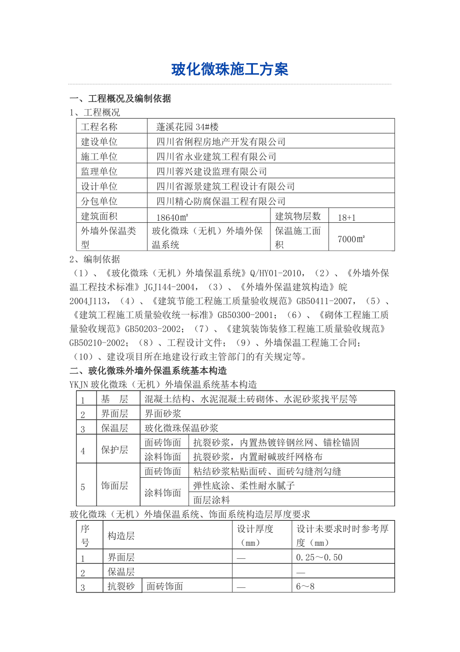 住宅楼无机玻化微珠保温砂浆外墙保温施工方案_第1页