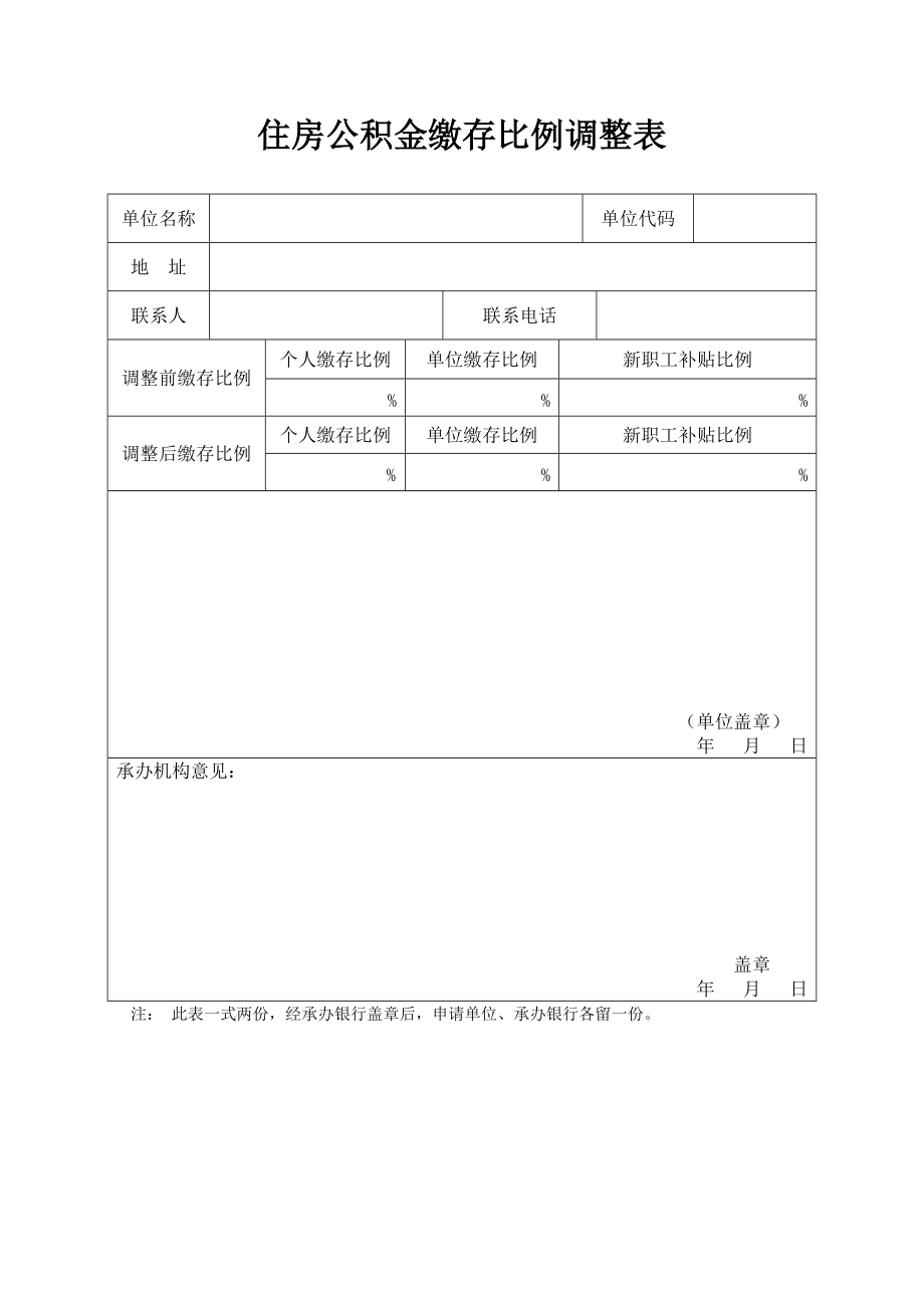 住房公积金缴存比例调整表_第1页