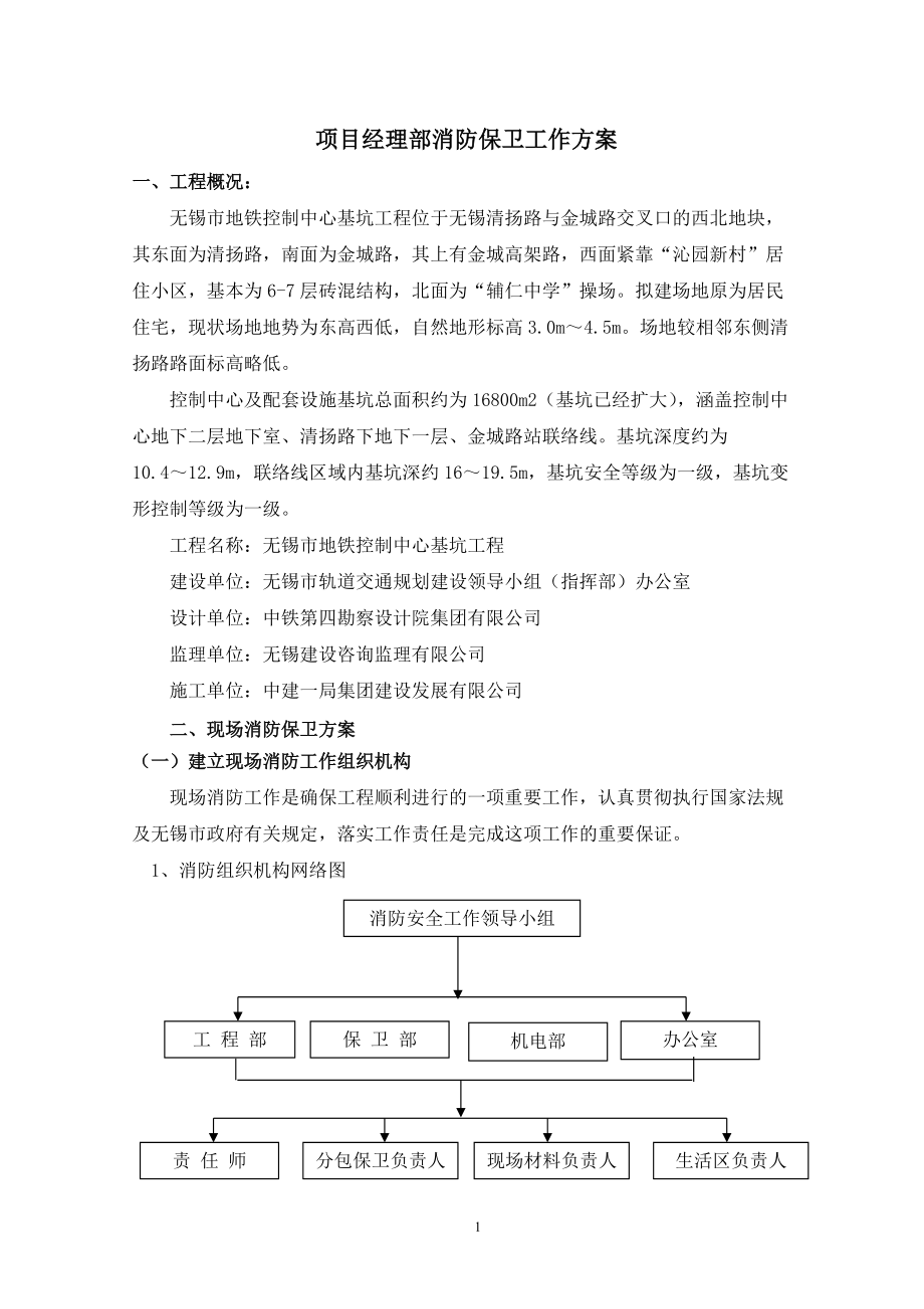 项目经理部消防保卫工作方案_第1页