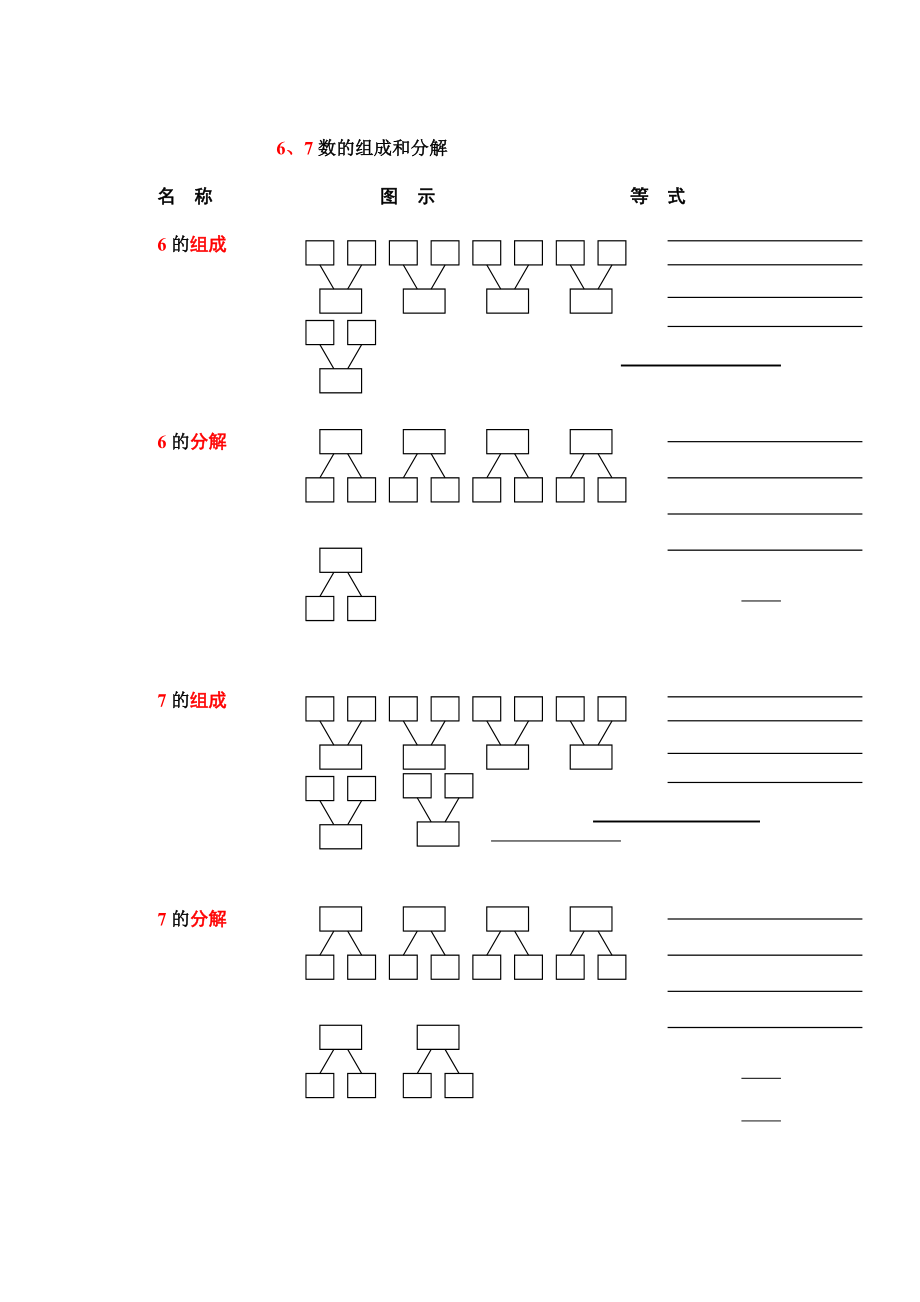 一年级上册数学试题10以内数的组成和分解专项练习题│西师版