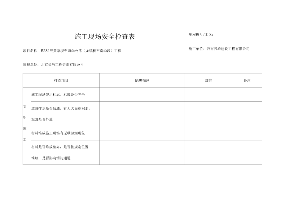 安全隱患排查表_第1頁(yè)