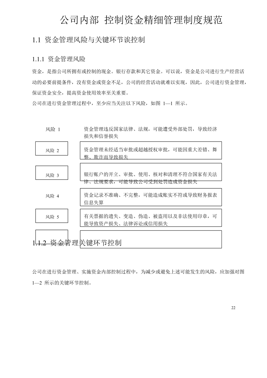 公司内部控制资金精细管理制度规范_第1页