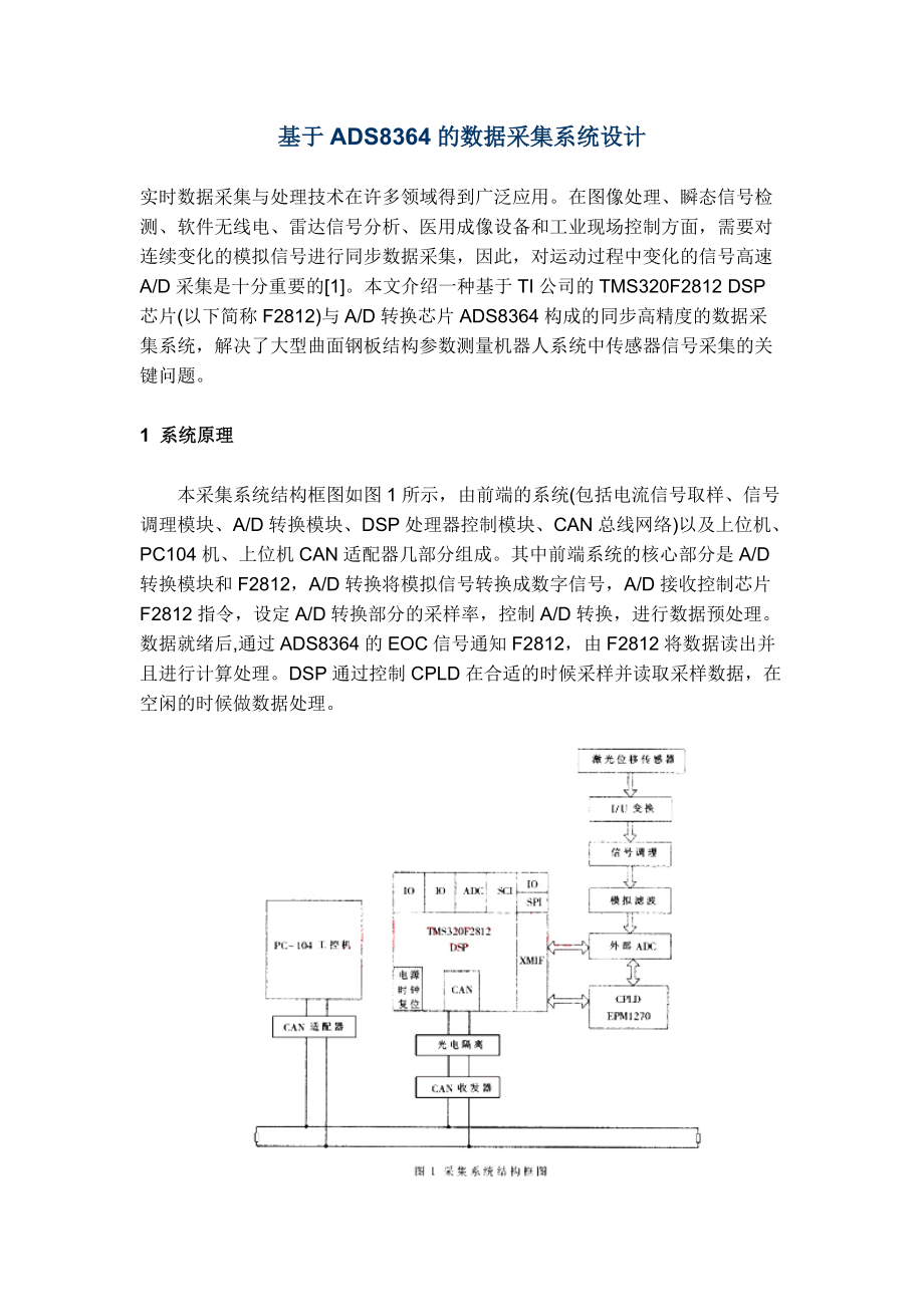 论文：基于ADS8364的数据采集系统设计_第1页