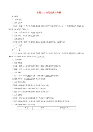 高考物理一輪復習 考點大通關 專題2.3 力的合成與分解學案