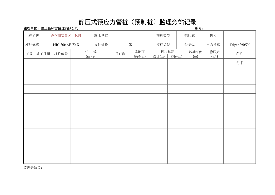 33949007静压式预应力管桩监理旁站记录_第1页