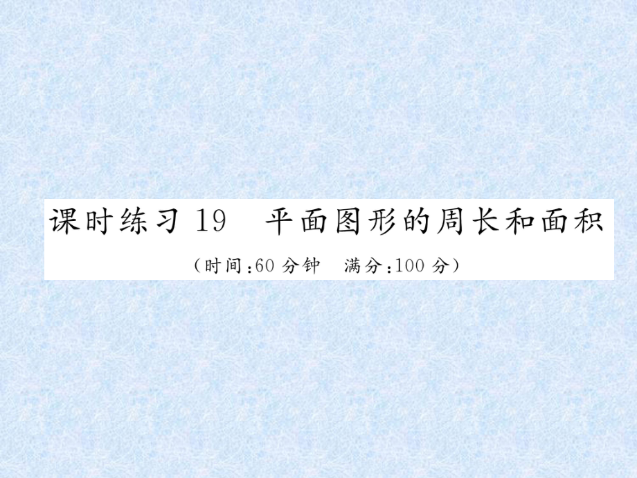 小升初數學專題復習習題課件－專題7空間與圖形課時練習19平面圖形的周長和面積｜人教新課標 (共19張PPT)_第1頁