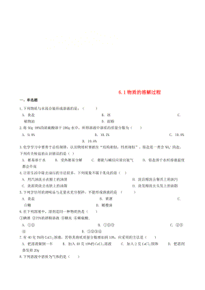 九年級(jí)化學(xué)上冊(cè) 專題六 物質(zhì)的溶解 6.1 物質(zhì)的溶解過(guò)程同步測(cè)試題 新版湘教版