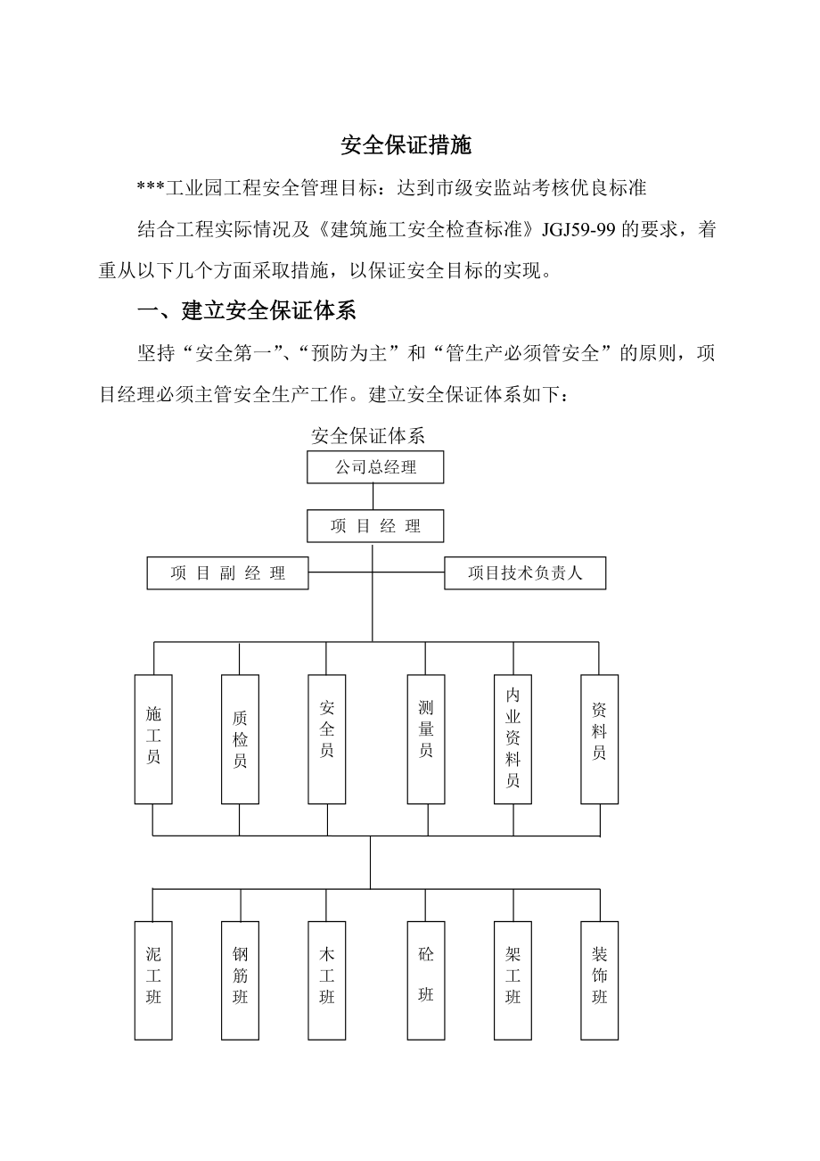 某工业园项目施工安全及文明施工保证措施_第1页