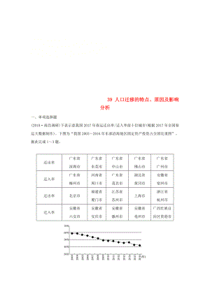 高考地理一輪復習 專題五 人口與城市 高頻考點39 人口遷移的特點、原因及影響分析練習