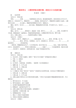 七年級歷史上冊 第四單元 三國兩晉南北朝時期：政權(quán)分立與民族融合 第16課 三國鼎立測試題 新人教版