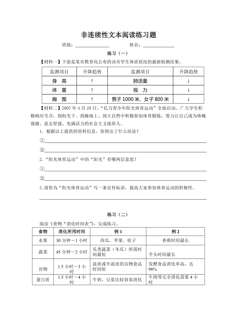 六年級(jí)下冊(cè)語(yǔ)文素材 非連續(xù)性文本閱讀蘇教版_第1頁(yè)