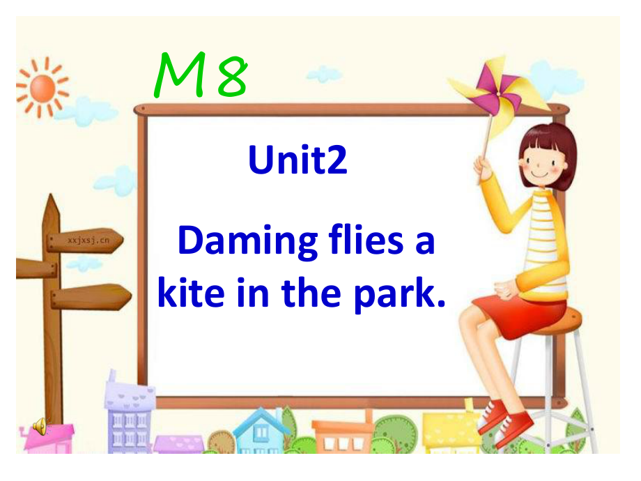 三年级下册英语课件Module 8 Unit 2Daming flies a kite in the park∣外研版三起 (共28张PPT)_第1页