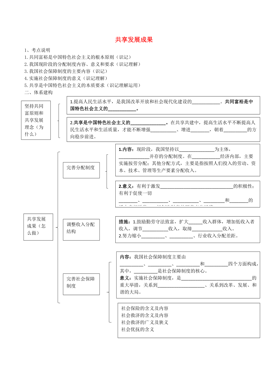 九年級(jí)道德與法治上冊 第二單元 培育家國情懷 第6課 推動(dòng)社會(huì)進(jìn)步 第1框 共享發(fā)展成果導(dǎo)學(xué)案無答案 蘇教版_第1頁