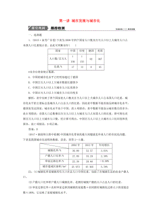 高考地理一輪復(fù)習(xí) 第二部分 人文地理 第六單元 城市與地理環(huán)境 第一講 城市發(fā)展與城市化跟蹤檢測(cè) 魯教版