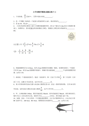 六年級下冊數(shù)學(xué)試題小升初模擬試題全練十三 全國版