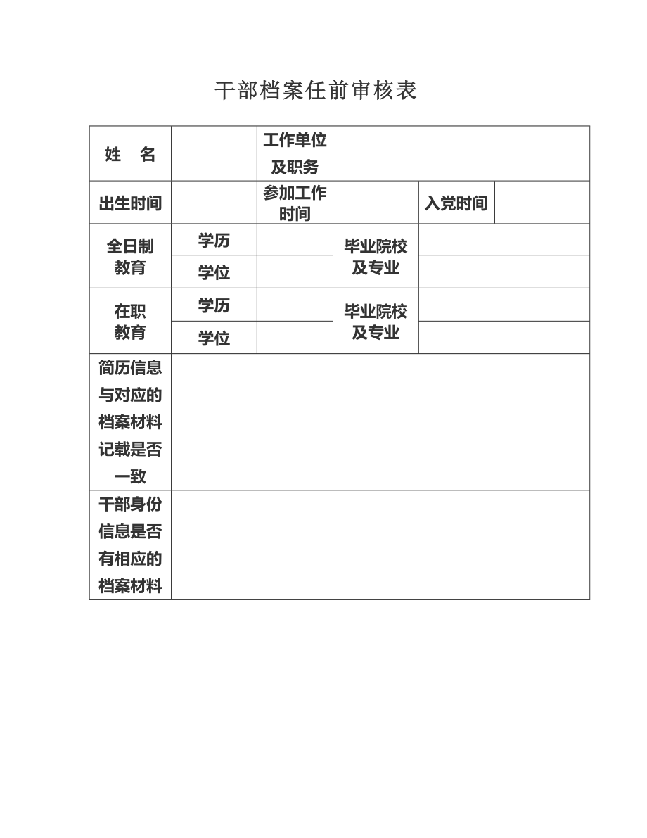 干部档案任前审核表_第1页