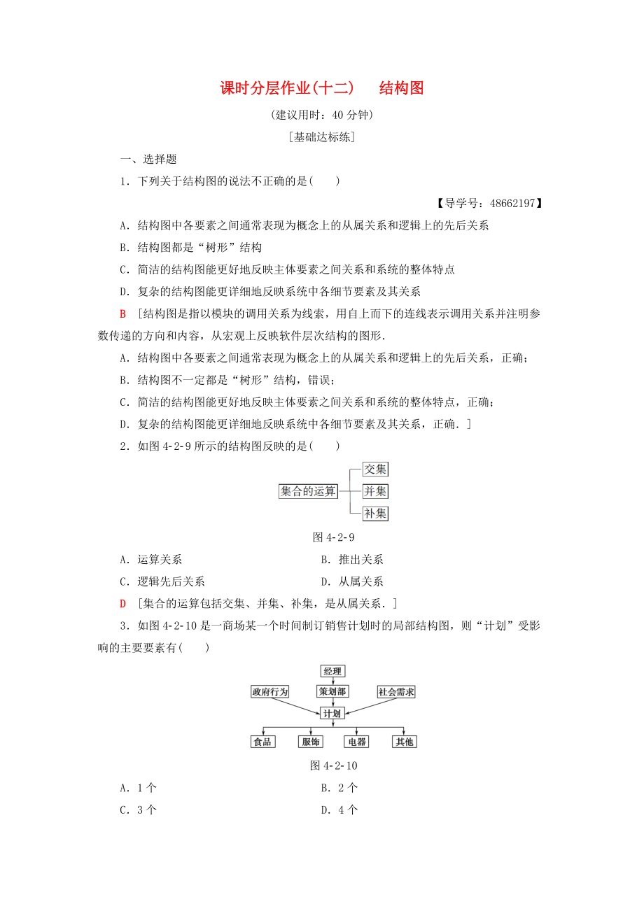 高中數學 課時分層作業(yè)12 結構圖 新人教A版選修12_第1頁